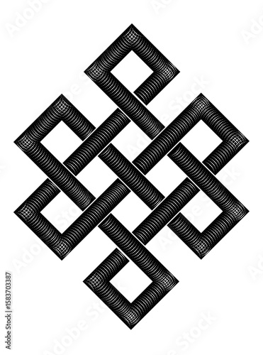 endless tibetan eternal knot symbol tattoo logo isolated on white background. vector illustration.	