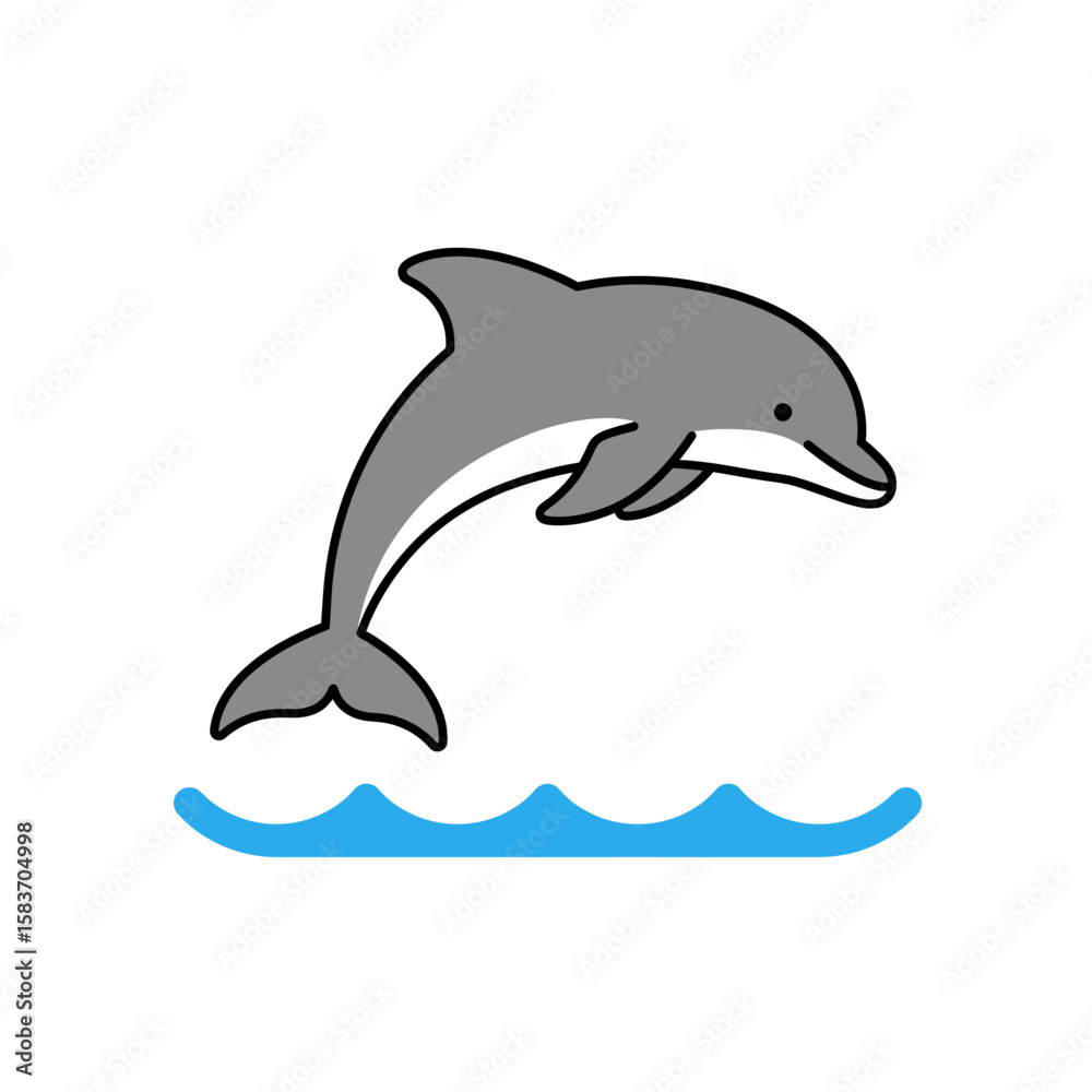 Fototapeta premium Leaping Dolphin Icon: Graceful Marine Life
