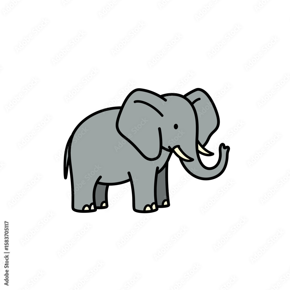 Fototapeta premium Standing Elephant Icon: Gentle Giant Mammal