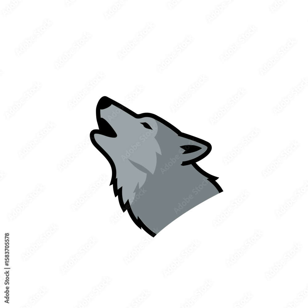 Fototapeta premium Howling Wolf Grey Icon