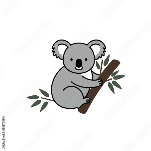 Koala on Eucalyptus Branch Icon