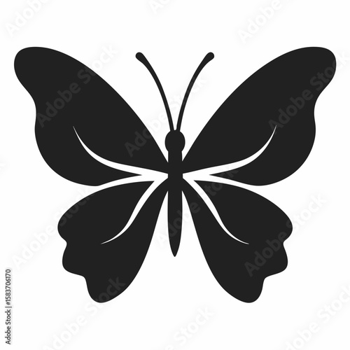 Stylized silhouette of a butterfly isolated on white background