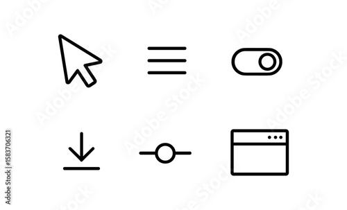 Minimalist black and white user interface icons set