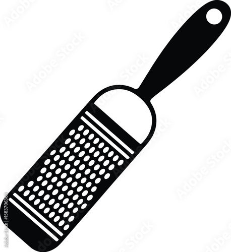 Simple black silhouette of a kitchen grater with a handle