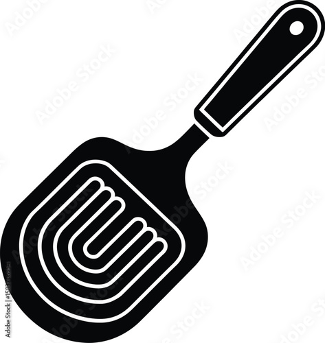 Black silhouette of a cheese slicer with a handle and curved slicing wire