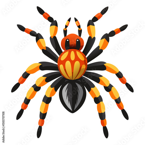Cartoon mexican red knee tarantula spider isolated on white background