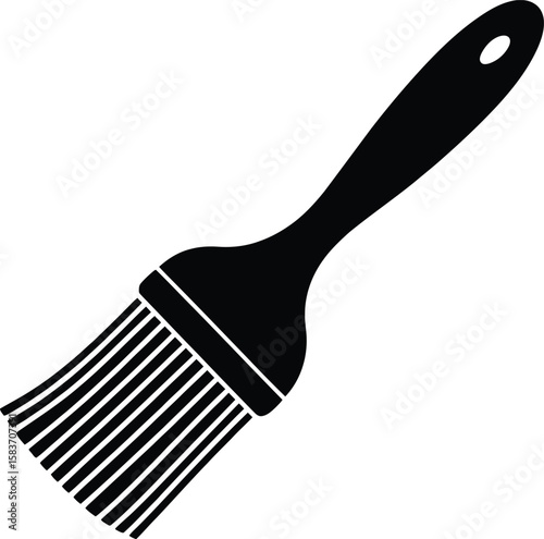 Simple black silhouette of a paintbrush on a white background