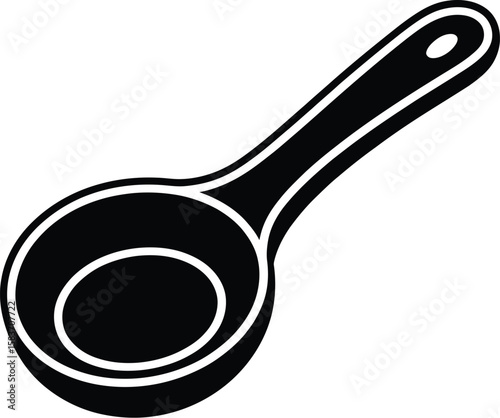 Simple black silhouette of a spoon with a hole in the handle