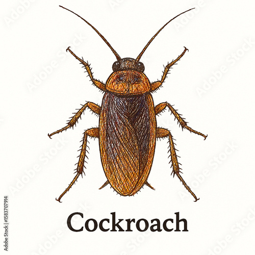 Cockroach Detailed Colorful Illustration