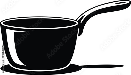 Simple black silhouette of a saucepan with a long handle
