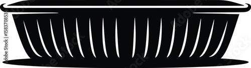 Black silhouette of a rectangular disposable food container with ribbed sides