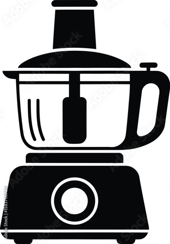 Simple black silhouette of a kitchen food processor appliance