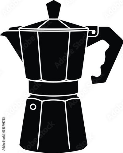Classic black silhouette of a moka pot coffee maker