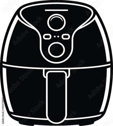 Modern black and white icon of a compact air fryer