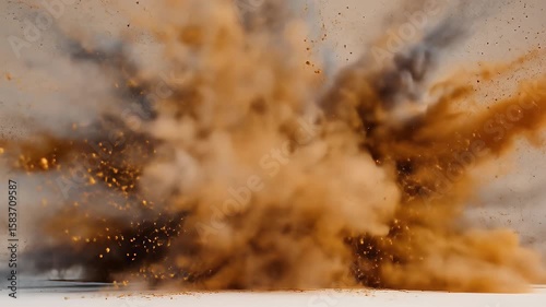 Explosive Cloud Burst Swirling Smoke and Particles