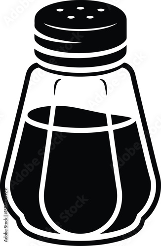 black silhouette of a classic salt shaker with seven holes