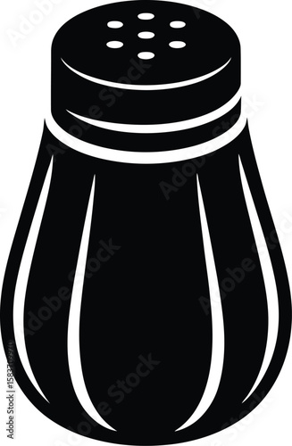 Simple black silhouette of a classic salt shaker with seven holes