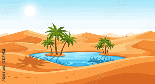 Desert oasis landscape illustration