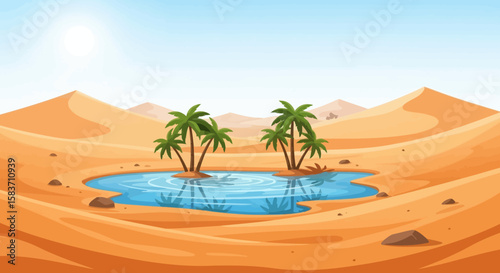 Desert oasis scene illustration