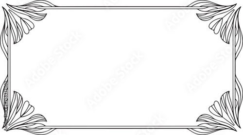 Ornate scrollwork frame silhouette, elegant vintage border with flourishes for invitations, certificates, labels, and decorative design projects