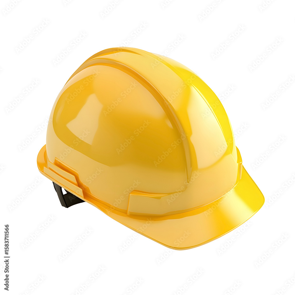 Fototapeta premium Bright Yellow Construction Hard Hat Protects Head Safety Equipment Isolated