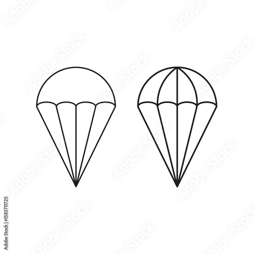 Parachute canopy line. Skydive sport equipment. Air jump gear. Vector outline design.