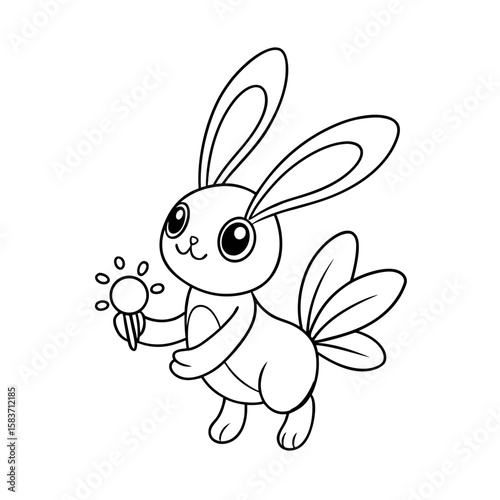 Bunny Catching Fireflies Coloring Page