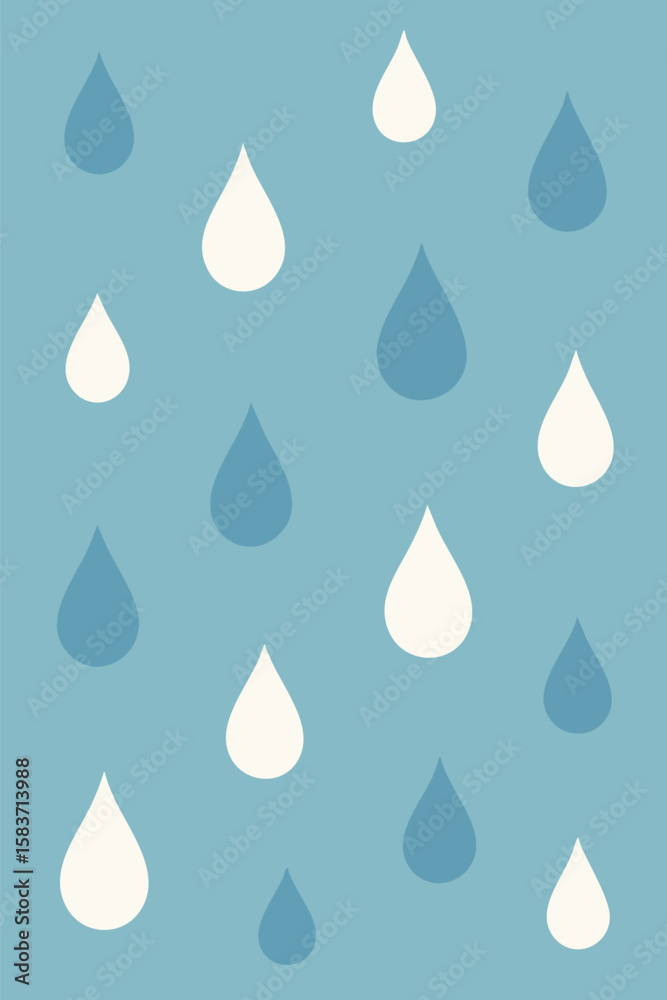 Flat vector floating tear shapes in gentle blue and white on calming backdrop Flat vector floating tear shapes in gentle blue and white on calming backdrop