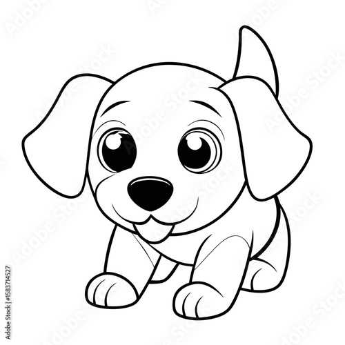 Puppy Playing Hide and Seek Coloring Page