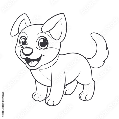 Puppy Wagging Its Tail in Excitement Coloring Page
