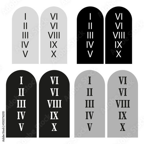 Stone tablets symbol. Ten Commandments illustration. Ancient law concept. Vector religious icon