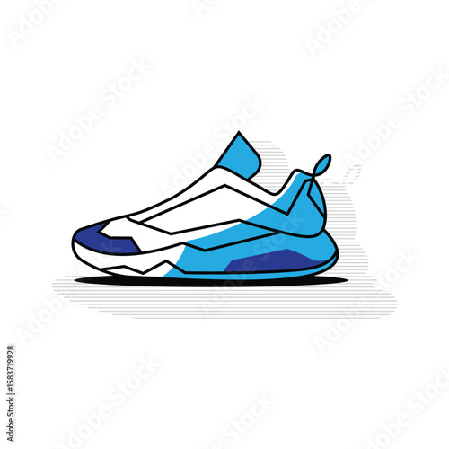 Modern Blue Sport Shoe Vector Illustration