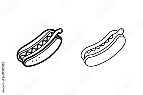 Hot dog with wavy mustard sausage condiment