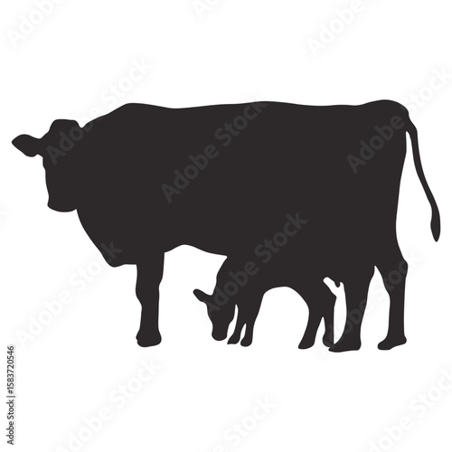 Cow and Calf Silhouette