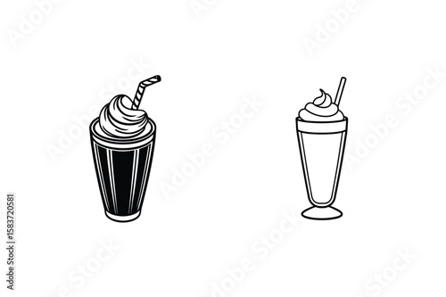 Creamy beverage with straw and whipped topping drink