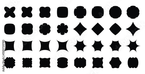 Collection of modern, abstract and geometric, basic shapes and symbols. Polygonal elements. Modern trendy minimalist basic figures, lines, circles, hexagon, star, triangle flat style. Vector