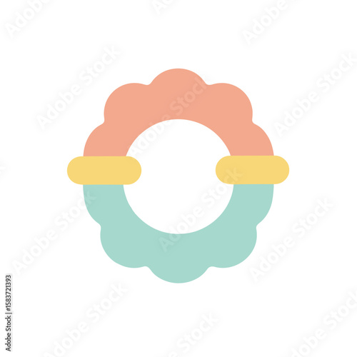Infant biting teething ring in pastel colors with soft design  