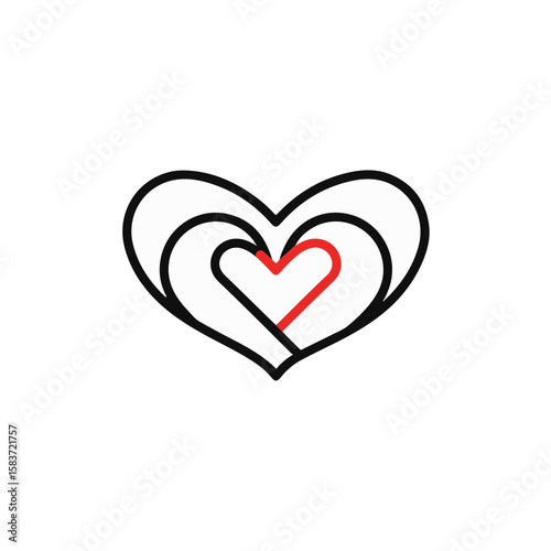Elegant outline of intertwined hearts in a minimalist style.