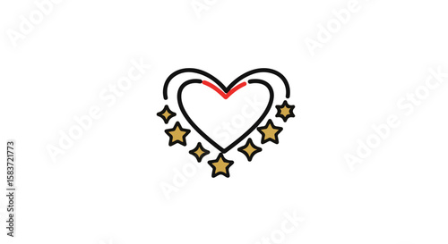 An elegant, artistic heart adorned with stars, symbolizing love and affection.