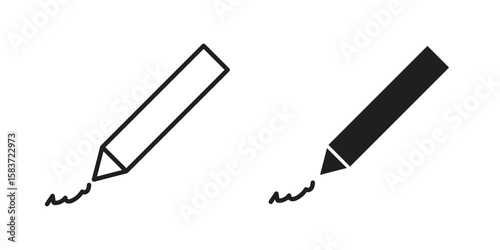 Write icons designed in filled, outline, line and stroke style