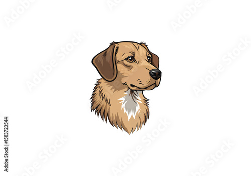 Dog face, Dog cartoon Sticker, dog logo icon vector design on white Background