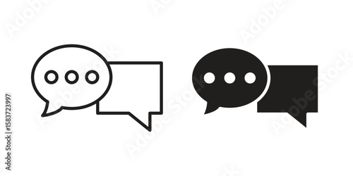 Text chat icons designed in filled, outline, line and stroke style