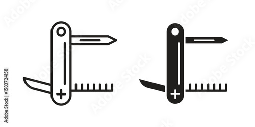 Swiss Knife icons designed in filled, outline, line and stroke style