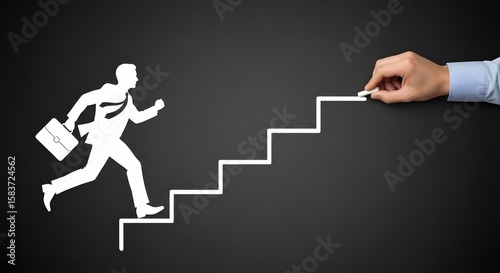 Business success career growth stairs progress achievement challenge opportunity steps climb