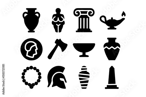 Ancient artifacts silhouette collection: timeless symbols of history and culture