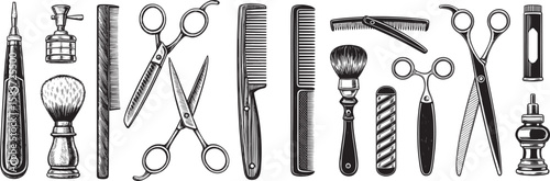 "Vintage Barber Tools Collection – Razor, Scissors & Comb"

