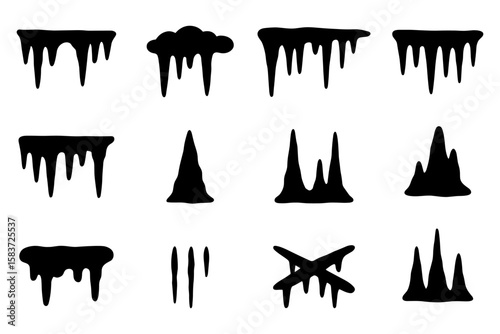 Set of grunge dripping shapes for creative design projects