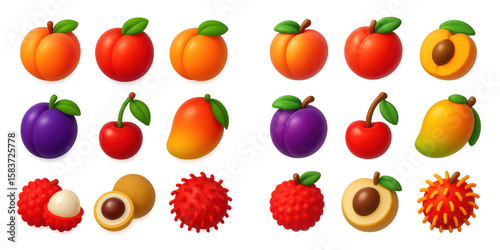 Bright 3D Stone Fruits
