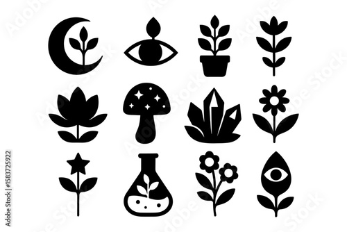Nature-inspired minimalist silhouettes with botanical and mystical elements