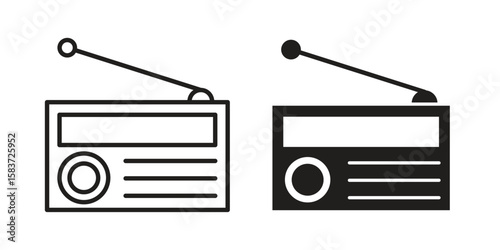 Radio icons designed in filled, outline, line and stroke style